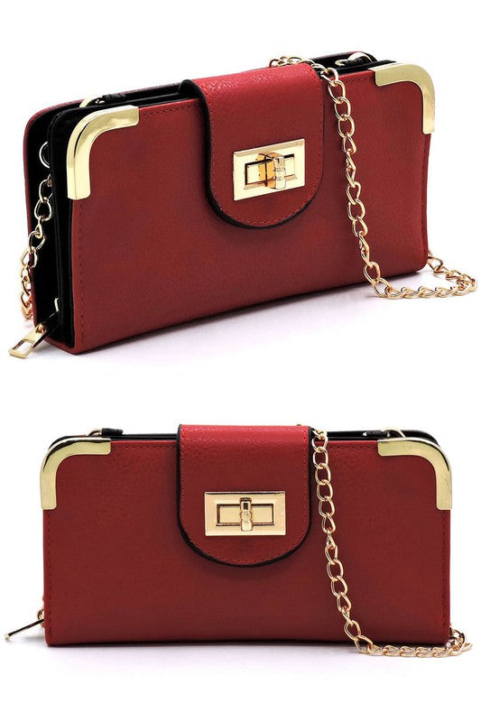 Fashion Turn Lock Crossbody Wallet - Fashionistas Showroom