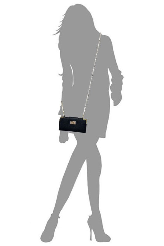 Fashion Turn Lock Crossbody Wallet - Fashionistas Showroom