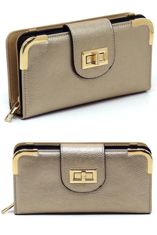 Fashion Turn Lock Crossbody Wallet - Fashionistas Showroom