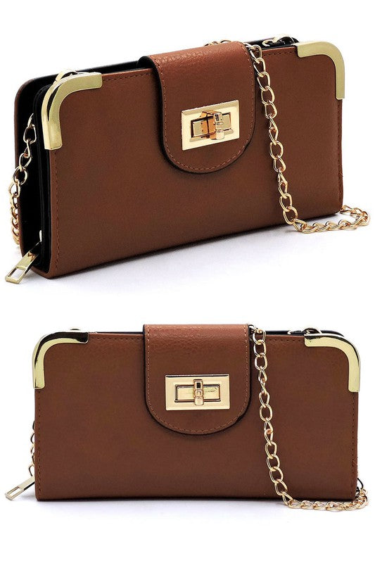 Fashion Turn Lock Crossbody Wallet - Fashionistas Showroom