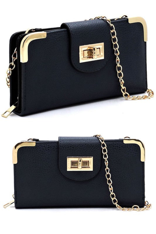 Fashion Turn Lock Crossbody Wallet - Fashionistas Showroom
