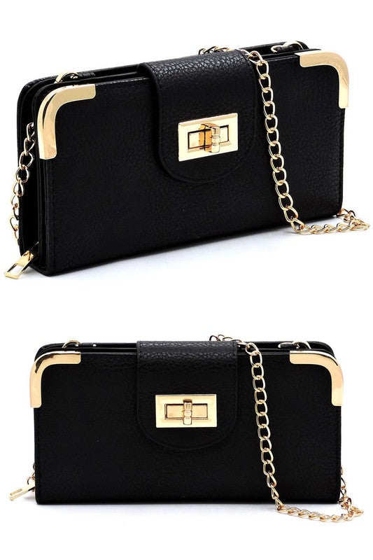 Fashion Turn Lock Crossbody Wallet - Fashionistas Showroom