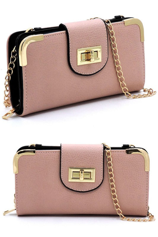 Fashion Turn Lock Crossbody Wallet - Fashionistas Showroom