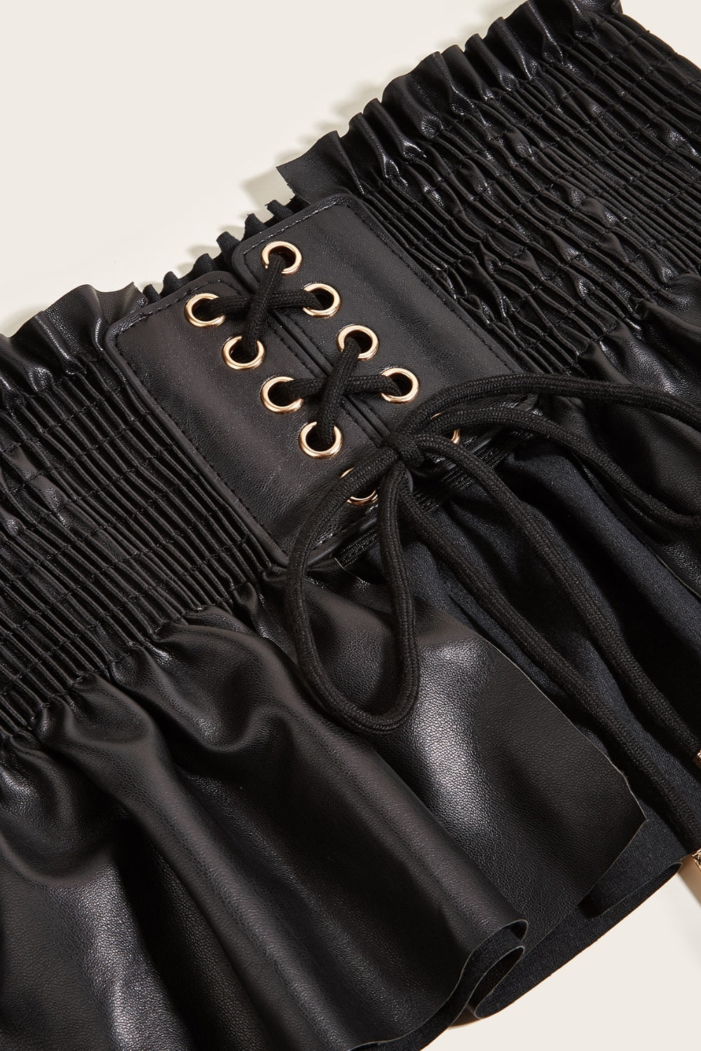 Smocked Lace-Up PU Leather Belt - Fashionistas Showroom