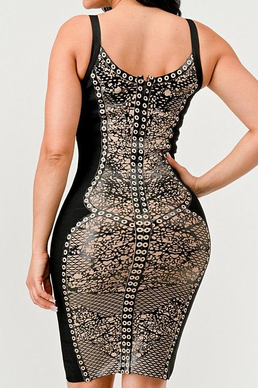 Athina Dark Aztec Dress - Fashionistas Showroom