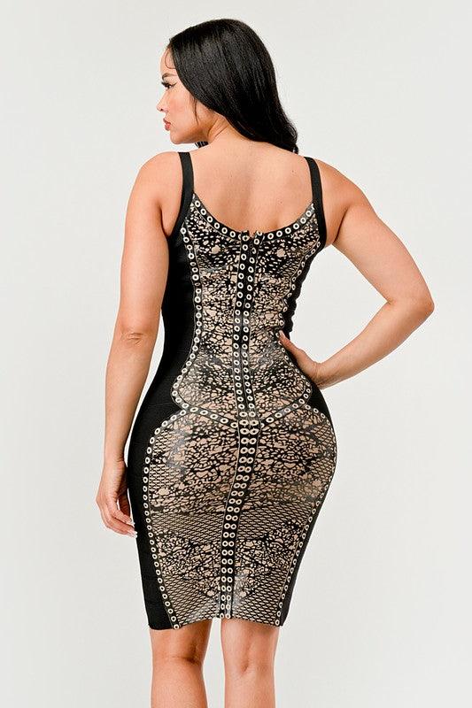Athina Dark Aztec Dress - Fashionistas Showroom
