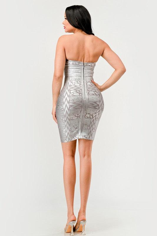 Gilded Glamour Strapless Dress - Fashionistas Showroom
