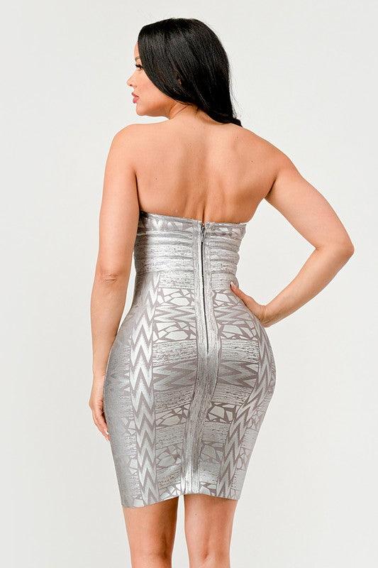 Gilded Glamour Strapless Dress - Fashionistas Showroom