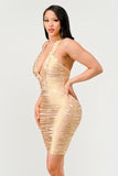 Gold Glamour Bandage Dress - Fashionistas Showroom