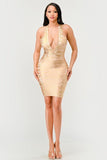 Gold Glamour Bandage Dress - Fashionistas Showroom