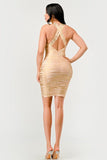Gold Glamour Bandage Dress - Fashionistas Showroom
