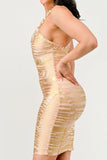 Gold Glamour Bandage Dress - Fashionistas Showroom