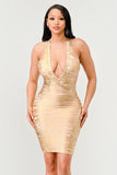 Gold Glamour Bandage Dress - Fashionistas Showroom