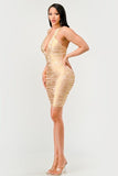 Gold Glamour Bandage Dress - Fashionistas Showroom