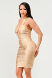 Gold Glamour Bandage Dress - Fashionistas Showroom