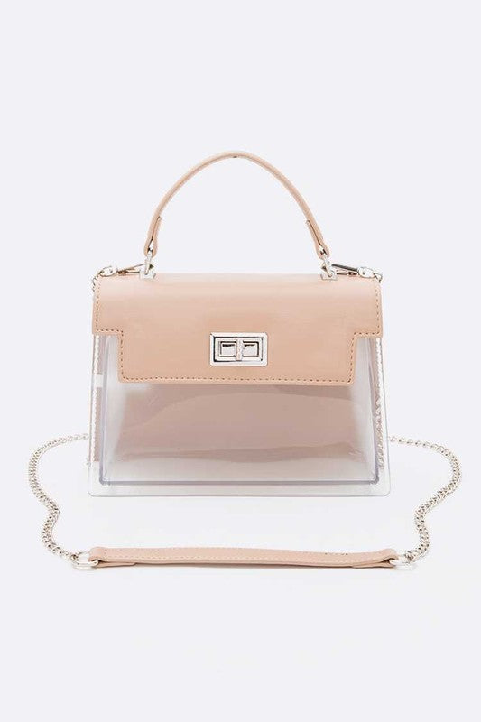 2 Tone Top Handle Transparent Stadium Bag - Fashionistas Showroom