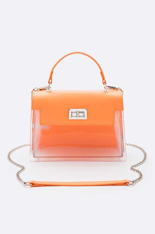 2 Tone Top Handle Transparent Stadium Bag - Fashionistas Showroom