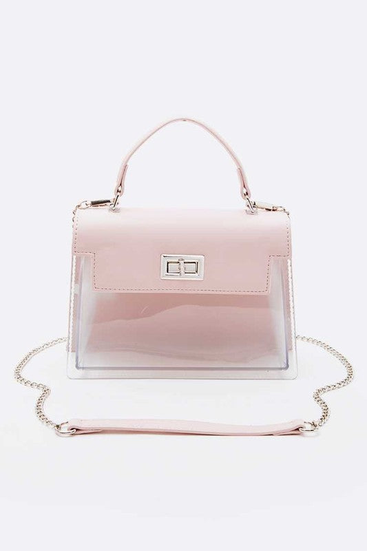 2 Tone Top Handle Transparent Stadium Bag - Fashionistas Showroom