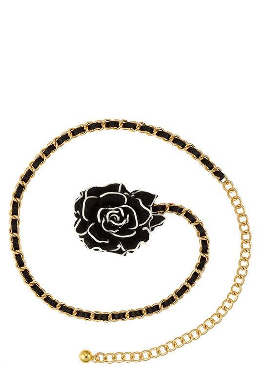 Flower Charm Accent Chain Belt - Fashionistas Showroom