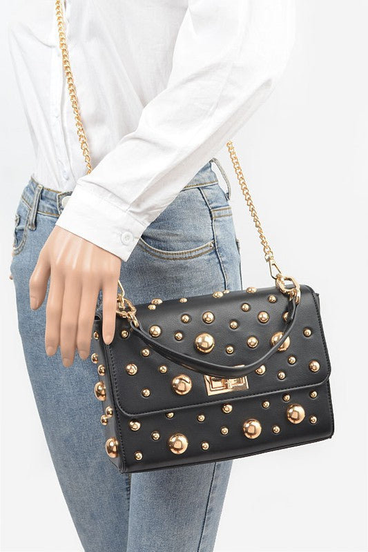 Mix Studs Convertible Top Handle Swing Bag - Fashionistas Showroom