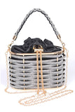 Weaved Rhinestone Basket Box Clutch - Fashionistas Showroom