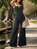 Spaghetti Strap Wide Leg Denim Overalls - Fashionistas Showroom