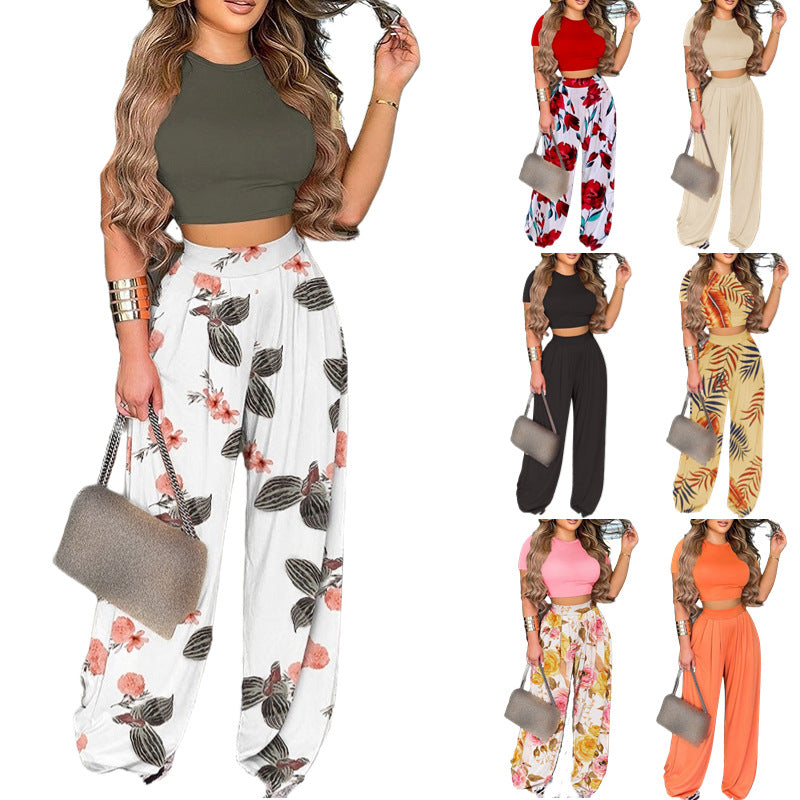 Two-piece Crewneck Top Waist Pants Set - Fashionistas Showroom