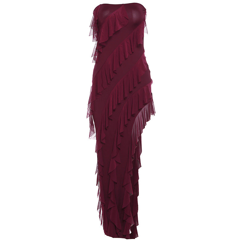 Sexy Strapless Backless Split Tassel Elegant Dress - Fashionistas Showroom