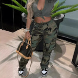 High Waist Camouflage Overalls