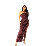 Sexy Strapless Backless Split Tassel Elegant Dress - Fashionistas Showroom