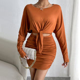Burnt Orange 2-Piece with Slimming Sheath Skirt