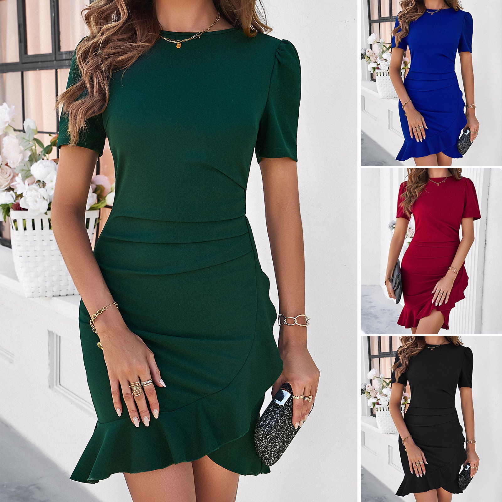 Solid Color Temperament Slim Dress - Fashionistas Showroom
