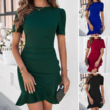 Solid Color Temperament Slim Dress