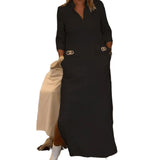 Temperament Lapel Button Pocket Dress - Fashionistas Showroom