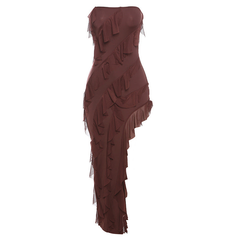 Sexy Strapless Backless Split Tassel Elegant Dress - Fashionistas Showroom