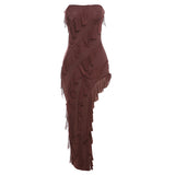 Sexy Strapless Backless Split Tassel Elegant Dress - Fashionistas Showroom