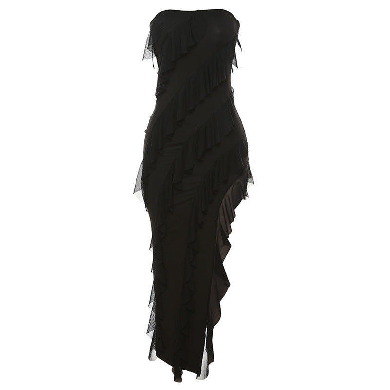 Sexy Strapless Backless Split Tassel Elegant Dress - Fashionistas Showroom