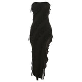 Sexy Strapless Backless Split Tassel Elegant Dress - Fashionistas Showroom
