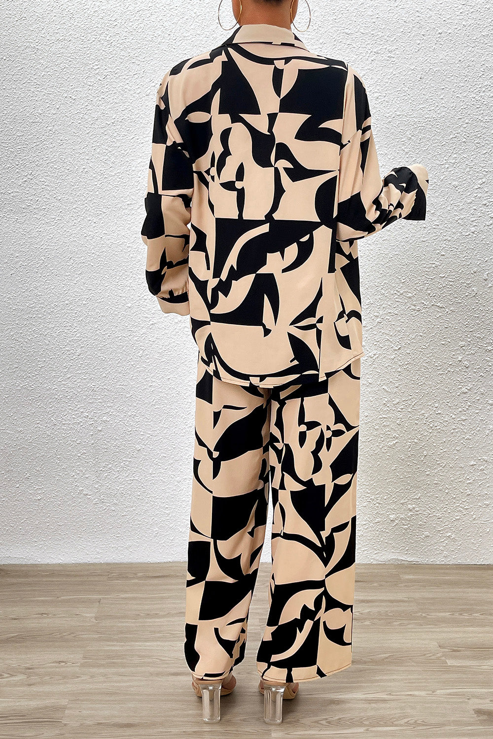 Printed Button Up Shirt and Pants Set - Fashionistas Showroom