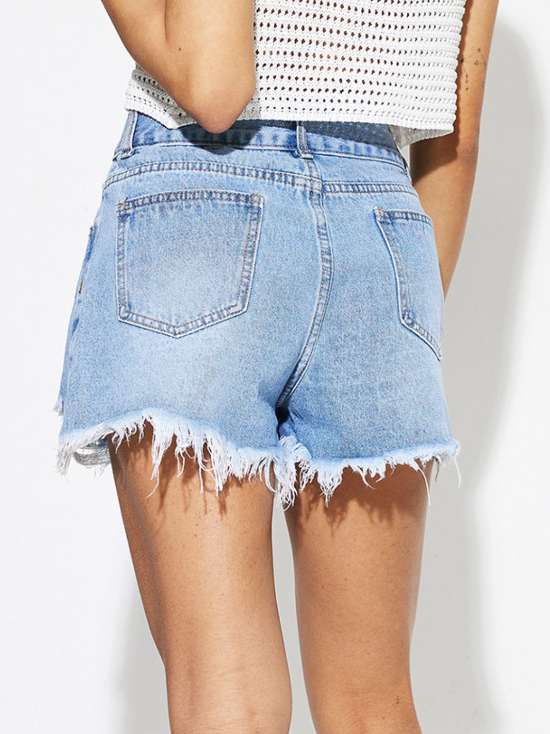 Raw Hem Distressed Denim Shorts - Fashionistas Showroom