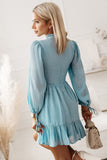 Smocked Tied Balloon Sleeve Mini Dress - Fashionistas Showroom