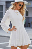 Smocked Tied Balloon Sleeve Mini Dress - Fashionistas Showroom