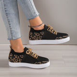 Lace-Up Leopard Flat Sneakers - Fashionistas Showroom