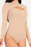 Front Cutout Long Sleeve Bodysuit - Fashionistas Showroom