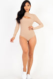 Front Cutout Long Sleeve Bodysuit - Fashionistas Showroom