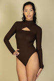 Front Cutout Long Sleeve Bodysuit - Fashionistas Showroom
