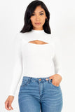 Front Cutout Long Sleeve Bodysuit - Fashionistas Showroom