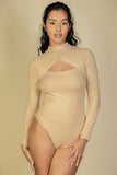 Front Cutout Long Sleeve Bodysuit - Fashionistas Showroom