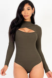 Front Cutout Long Sleeve Bodysuit - Fashionistas Showroom
