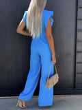 Ruffled Round Neck Cap Sleeve Jumpsuit - Fashionistas Showroom